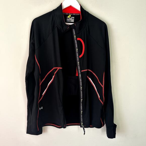 UnderArmour Run Track Jacket Size XL Black Activewear Athletic Full Zip Stretch - Picture 2 of 7